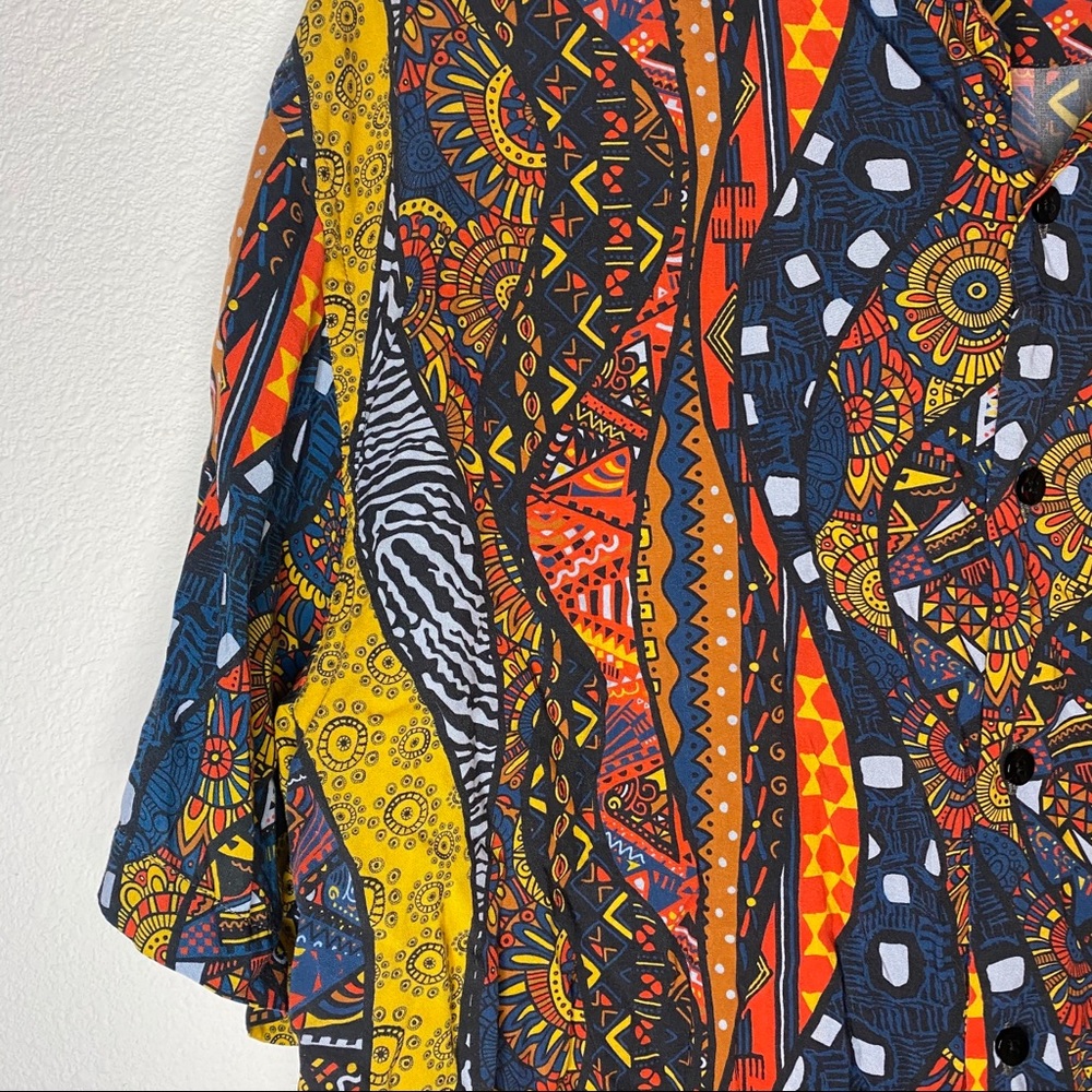 1970s Bohemian Button Short Sleeve Shirt Paisley - Picture 3 of 4